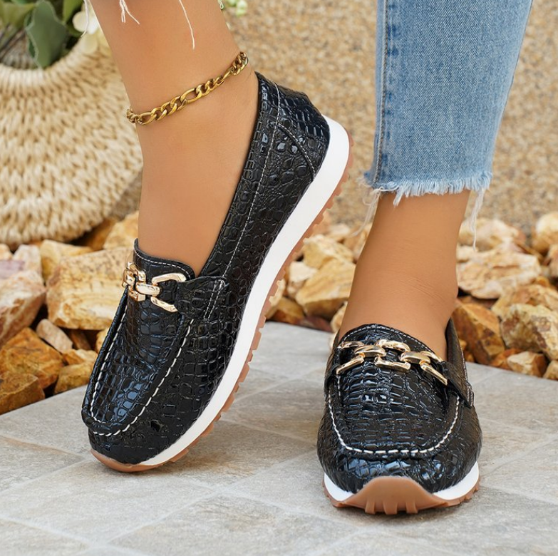 Emmy | Black Crocodile Loafers