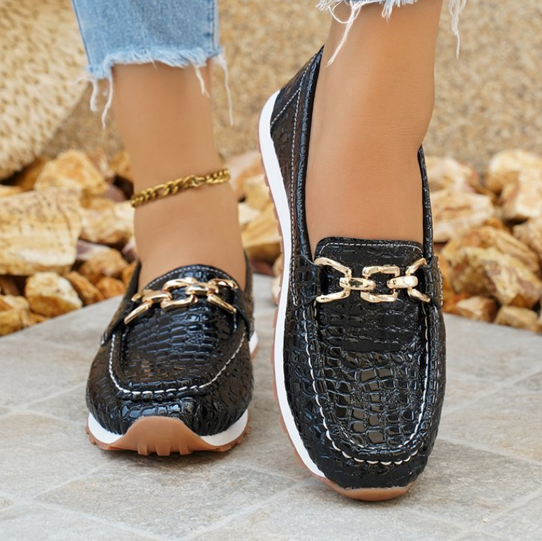Emmy | Black Crocodile Loafers