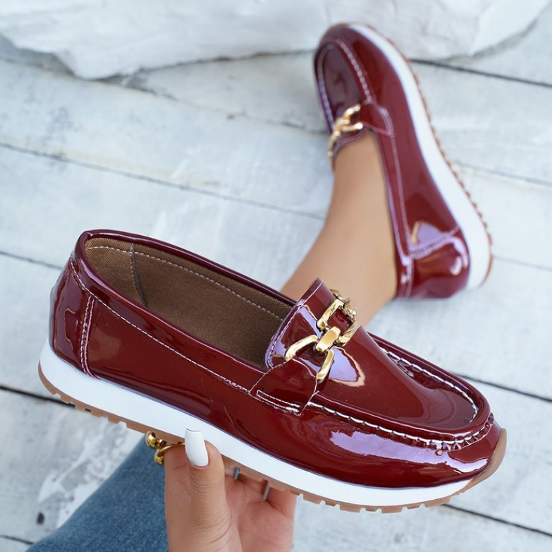 Eleanor | Shiny Bordeaux Loafers
