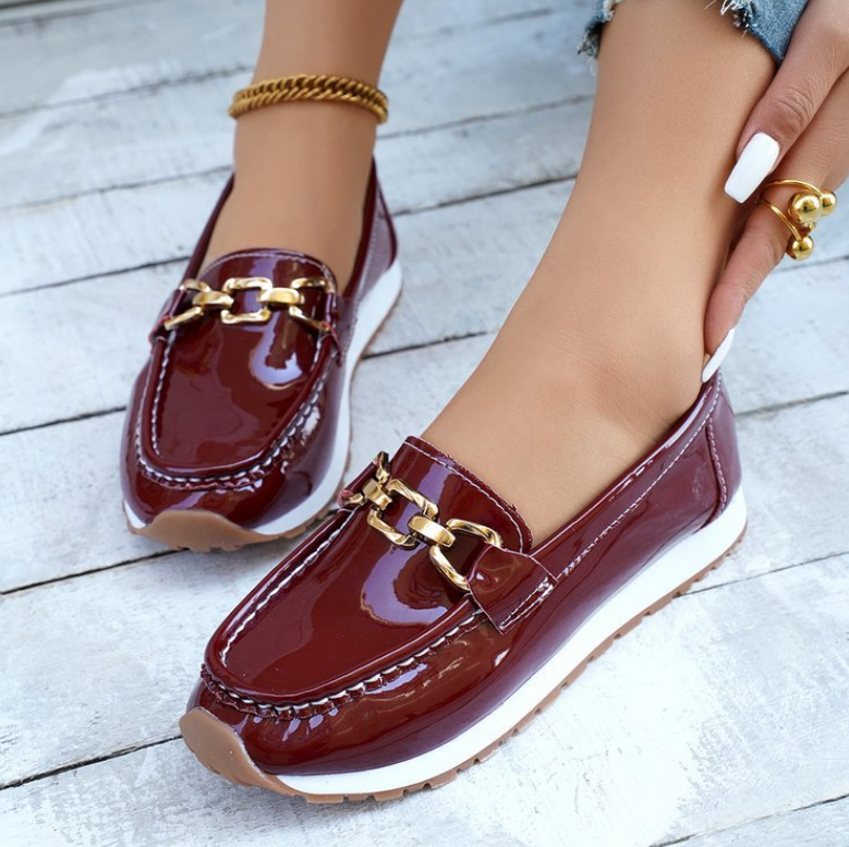 Eleanor | Shiny Bordeaux Loafers