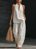 Zoe | Sleeveless Set with Wide Pants