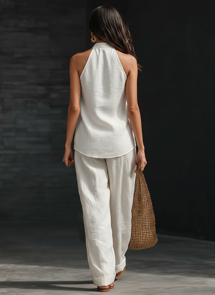 Zoe | Sleeveless Set with Wide Pants