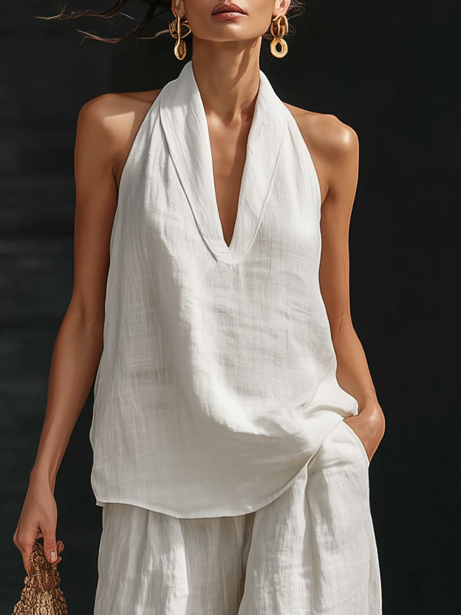Zoe | Sleeveless Set with Wide Pants
