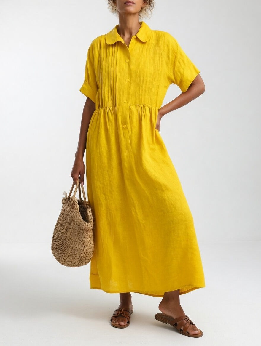 Elara | Linen Blend Shirt Dress