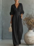 Elegant V-Neck High-Waist Jumpsuit