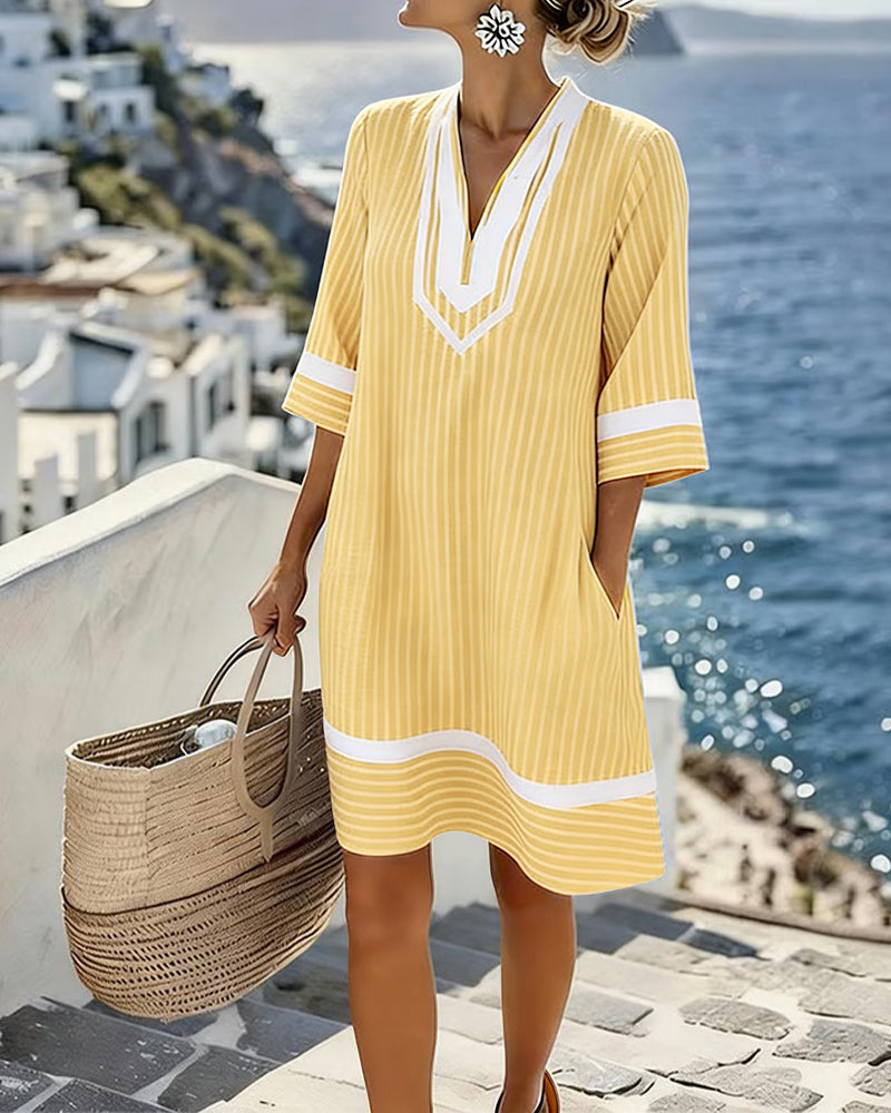 Klara | Lightweight Striped V-Neck Dress