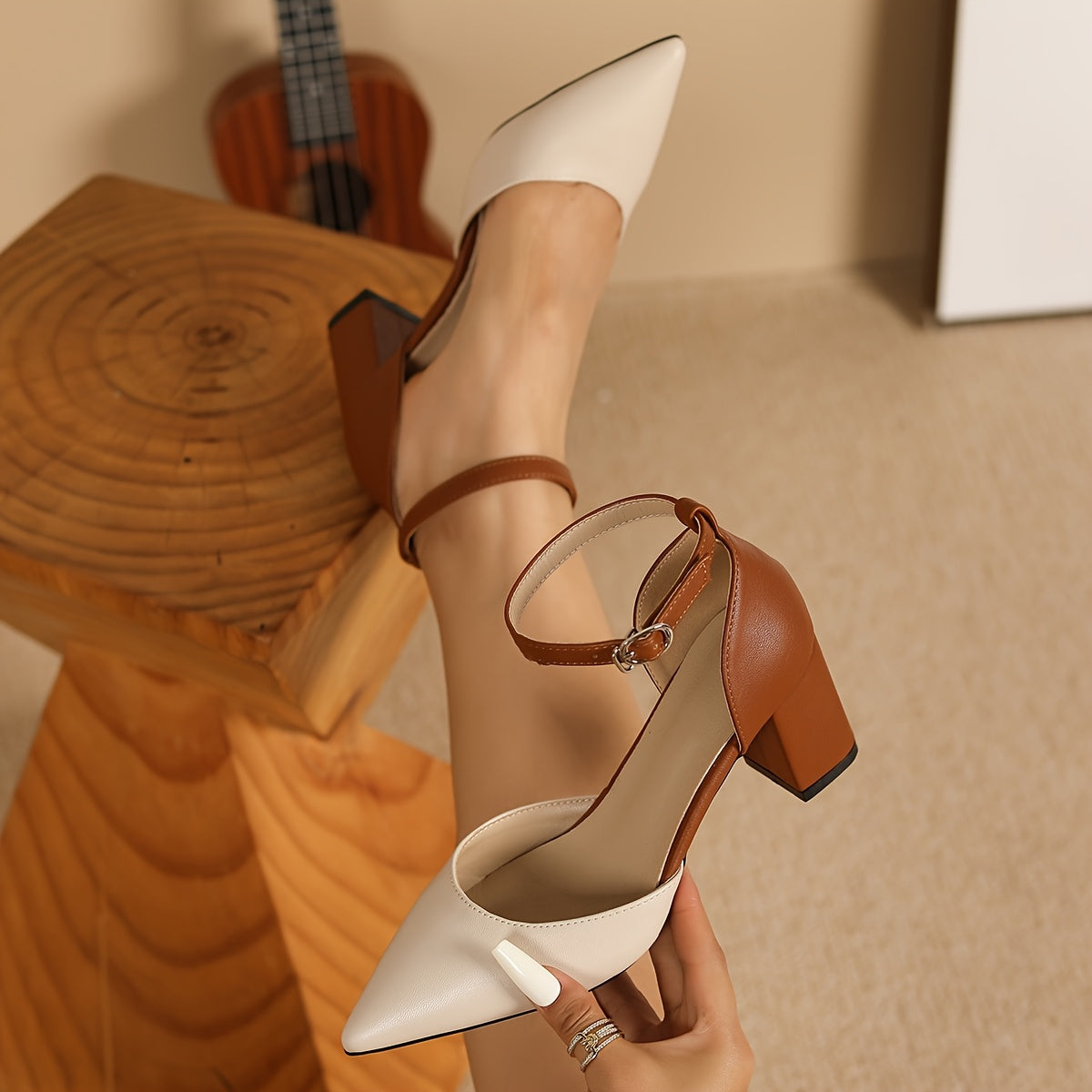 Marielle | Women's Two-Tone Strap Block Heels