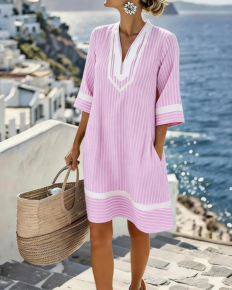 Klara | Lightweight Striped V-Neck Dress