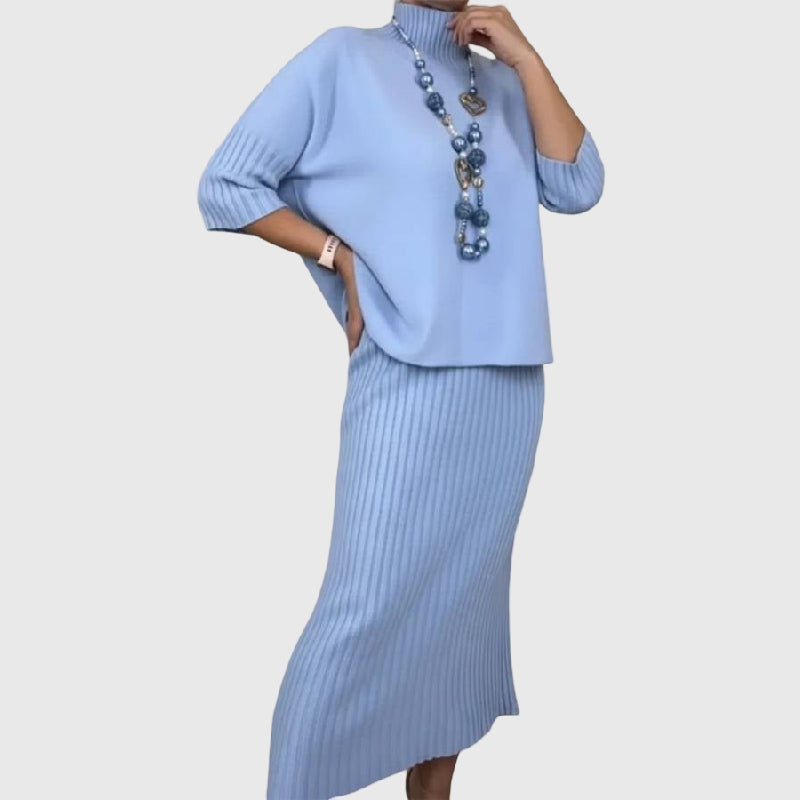Debora Knit Set with Ribbed Midi Skirt