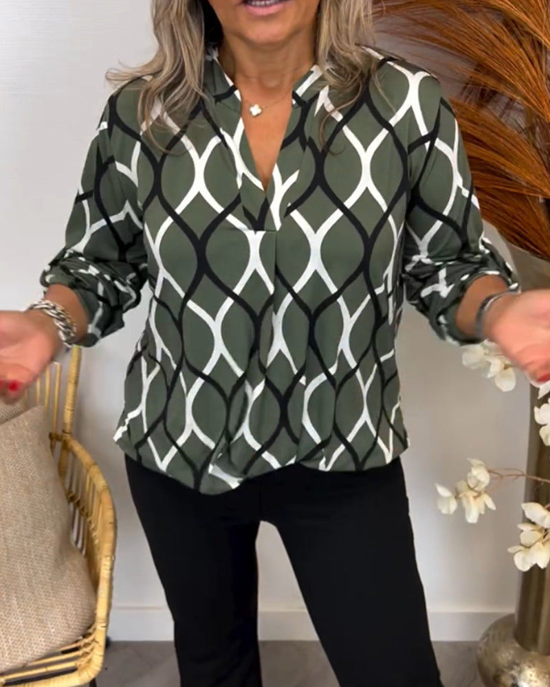 Amelia | Casual Patterned Long-Sleeve Blouse