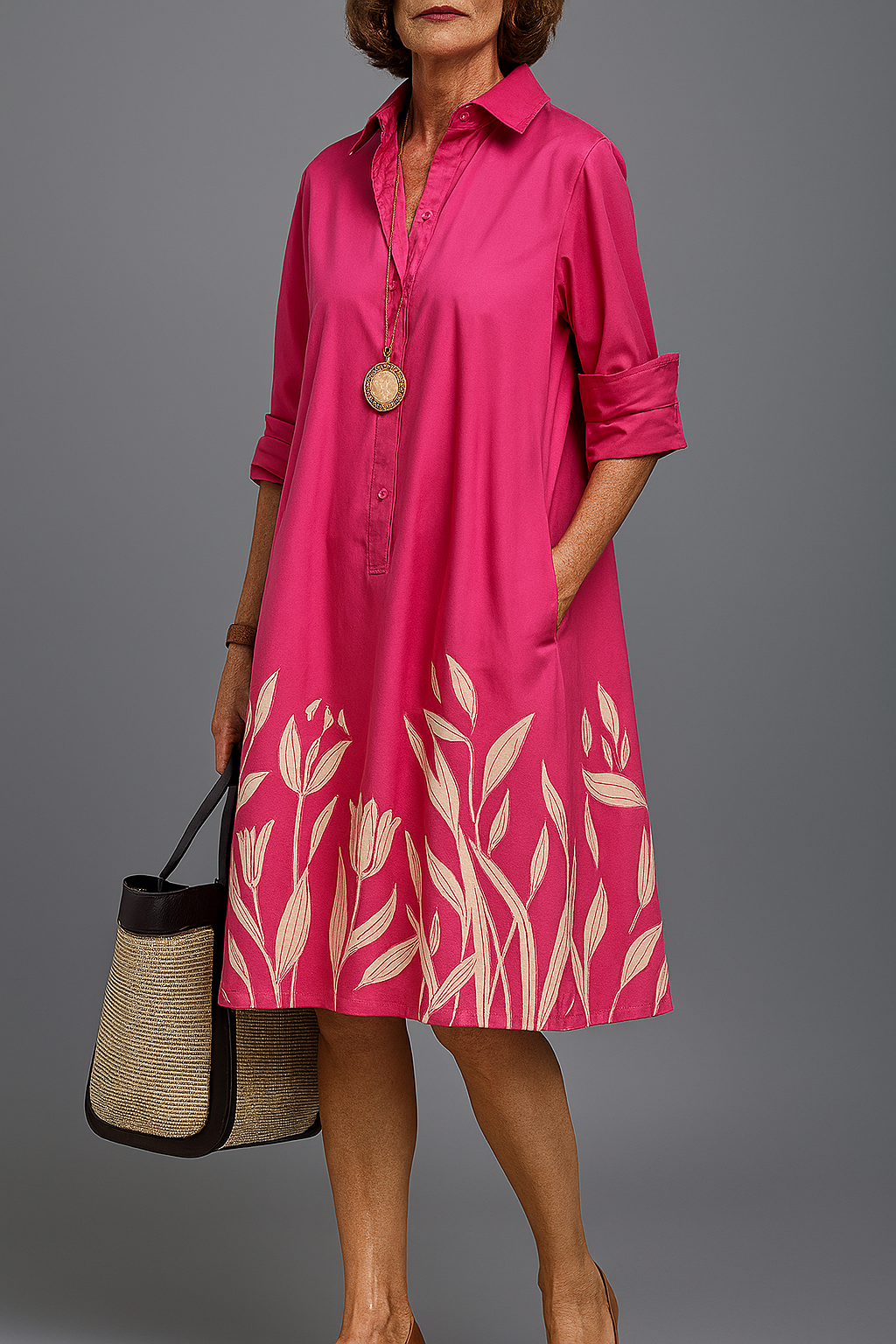 Grace | Pink Floral Midi Dress