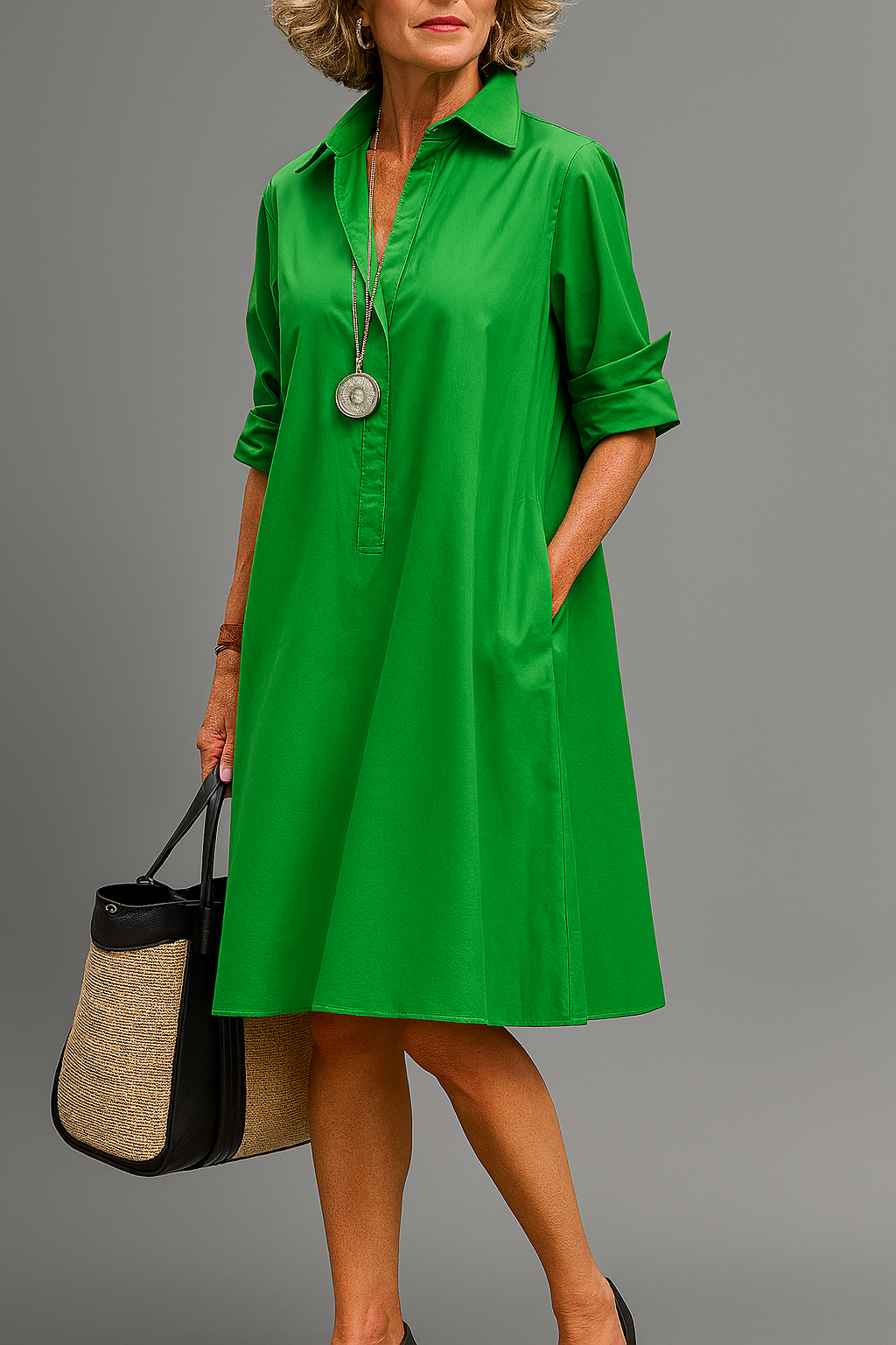 Riley | Green Elegant Midi Dress