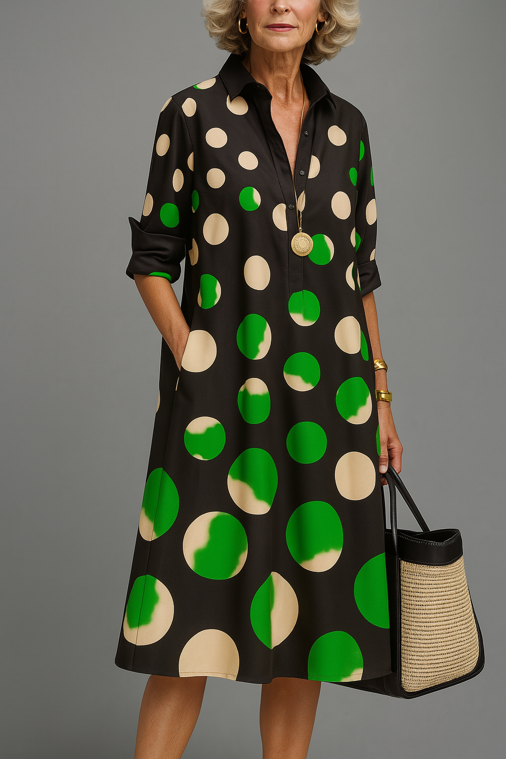Naomi | Black Printed Midi Dress
