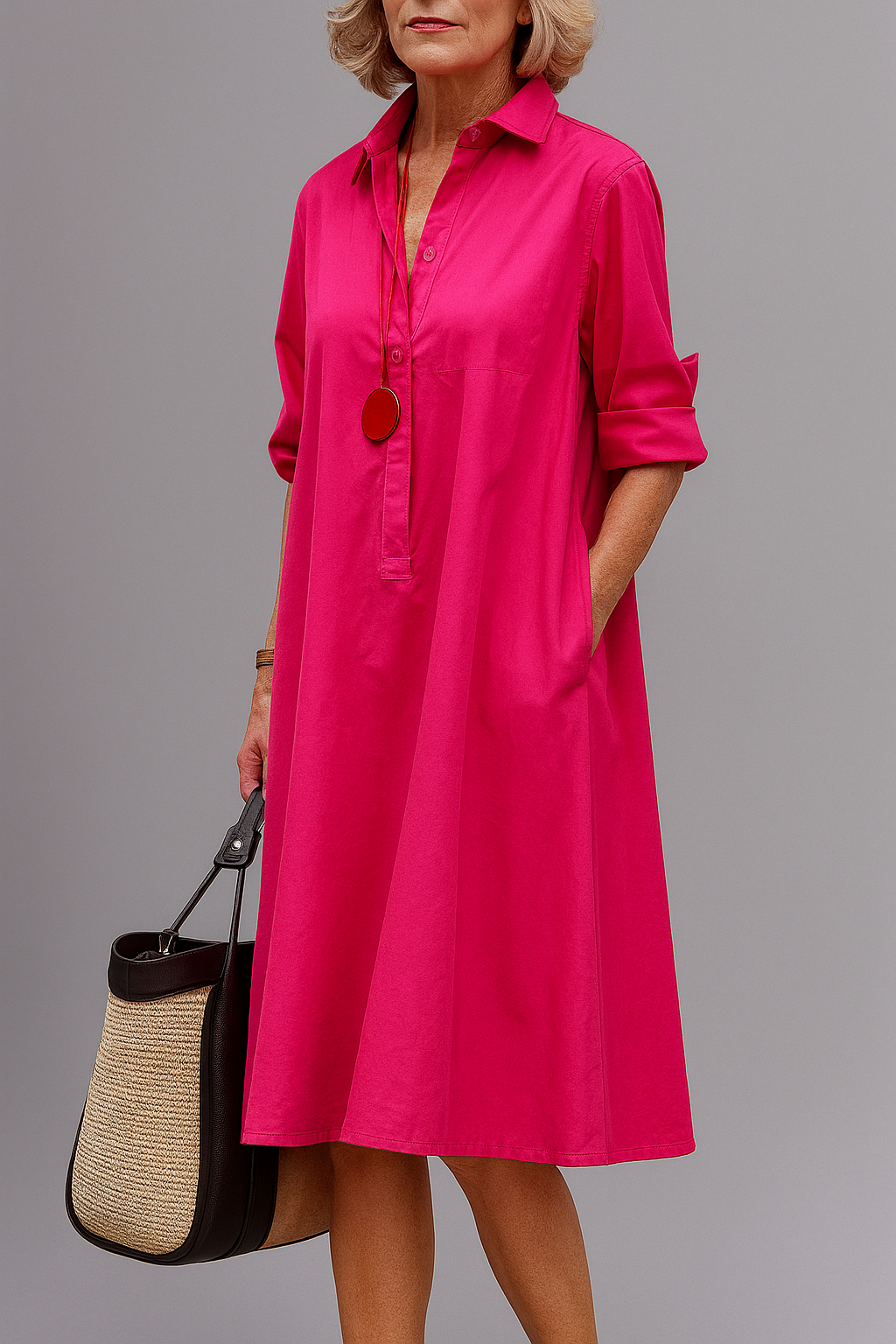 Chloe | Pink Elegant Midi Dress
