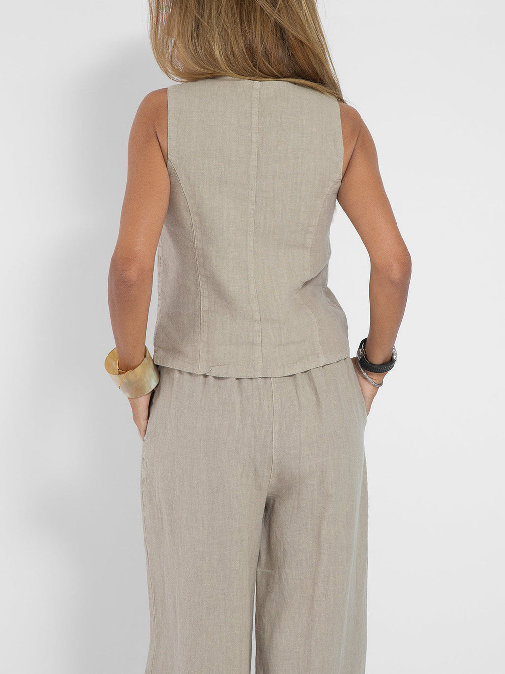 Aira | Buttoned Vest and Wide-Leg Trousers Set