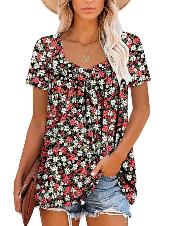 Janet | Cozy Printed Short-Sleeve Top