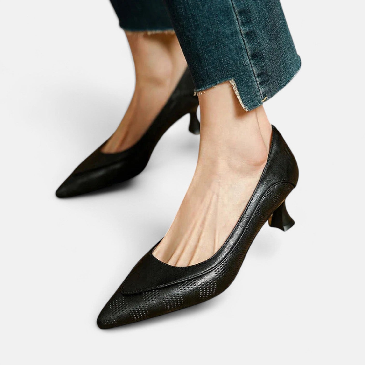 Amara | Women's Leather Kitten Heel Pumps