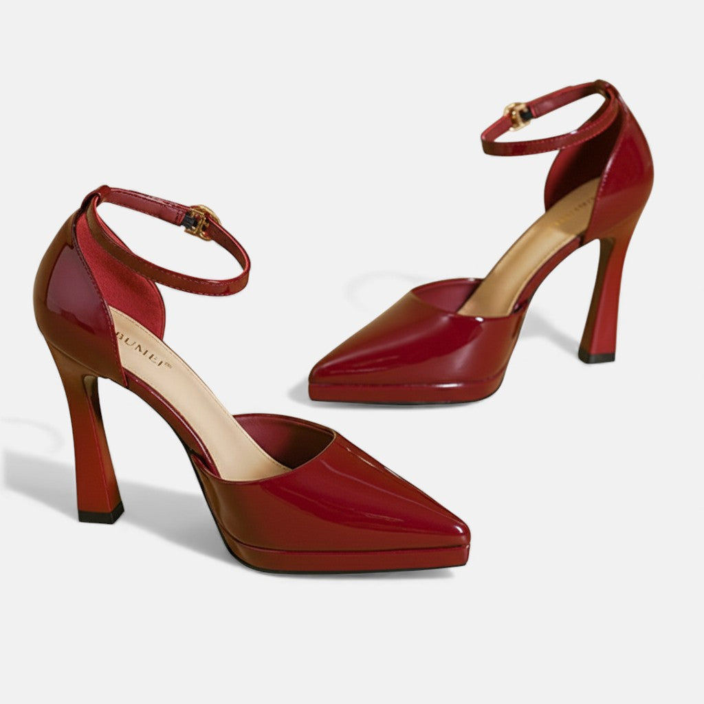 Evette | Women's Leather Block Heel Pumps