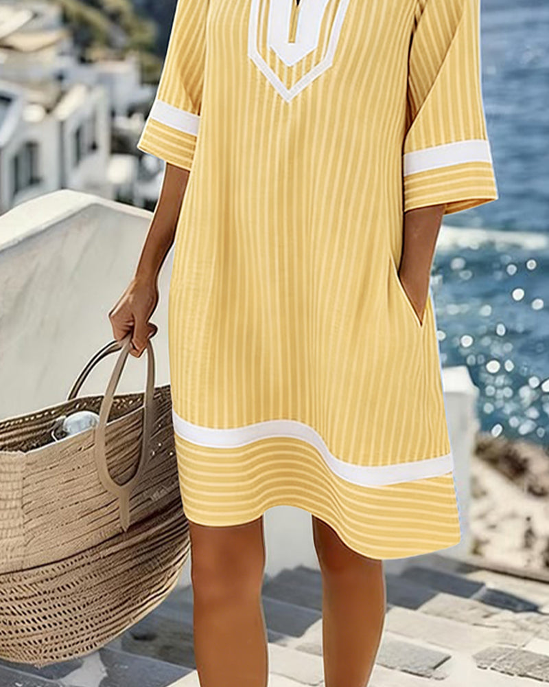 Klara | Lightweight Striped V-Neck Dress