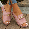 Romy | Gold-Link Slide Sandals