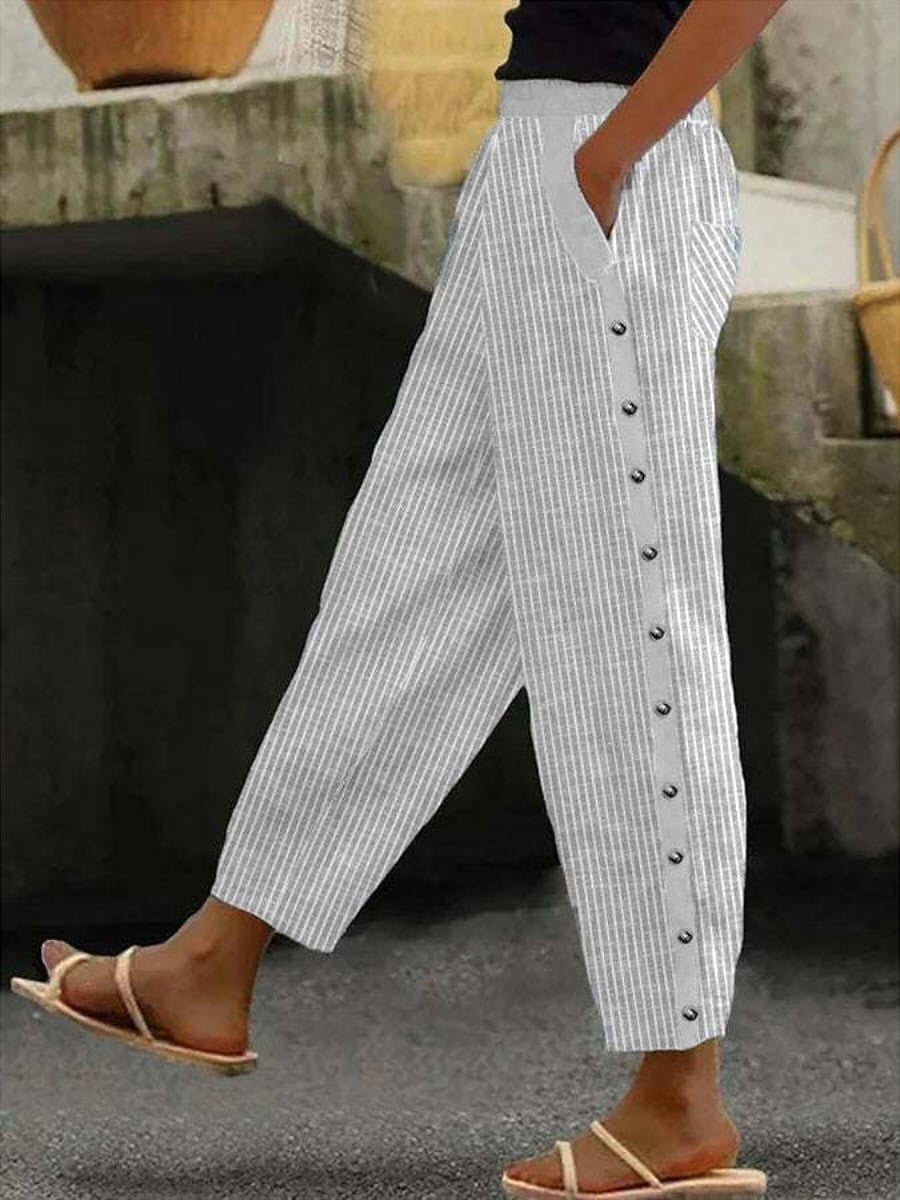 Linaya | Button Striped Pants