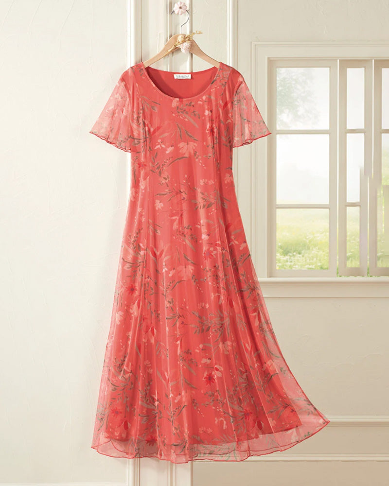 Maria | Floral Round Neck Maxi Dress