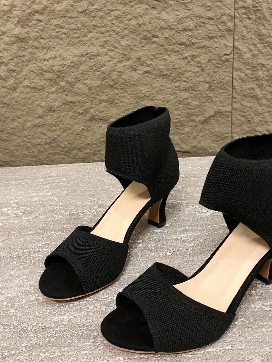 Camille | Women's Stretch Open Toe Heeled Pumps