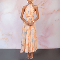Grace | Halterneck Watercolor Print Dress