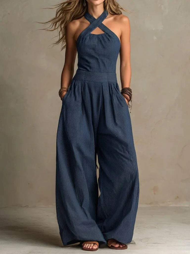 Bianca | Elegant V-Neck Linen Jumpsuit