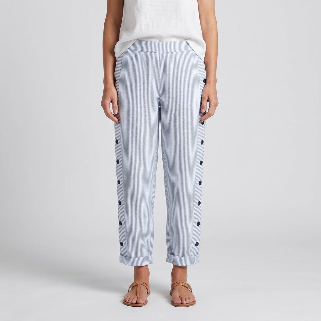 Tess | Striped Panel Button Trousers